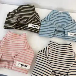 Camisa de punto a rayas para gatos y perros pequeños – Cuello alto cálida