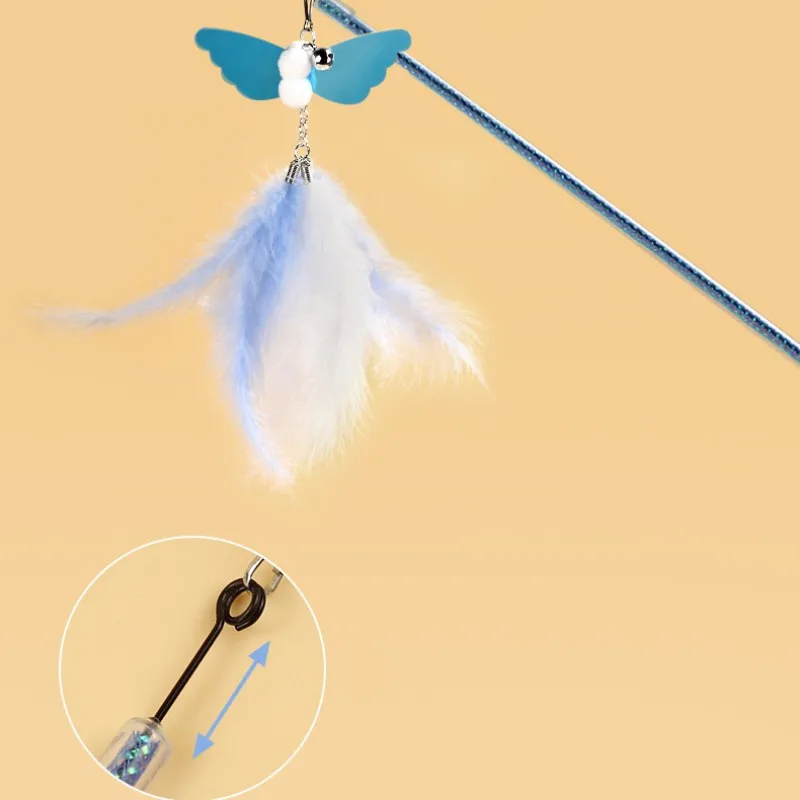 Juguetes de mariposa interactivos para gatos, palo de burlas, mango retráctil con campana, productos para mascotas - imagen 5