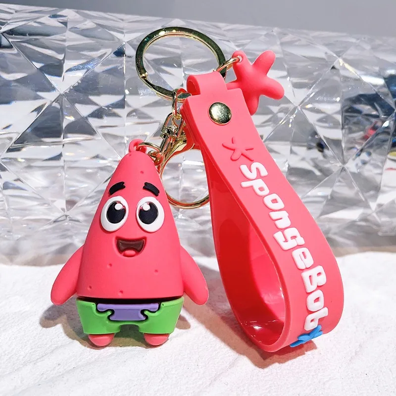 LLavero de Bob Esponja de Anime Kawaii Patrick Star Squidward Tentáculos llavero bolsa de dibujos animados colgante mochila adornos regalos juguete para niños - imagen 3