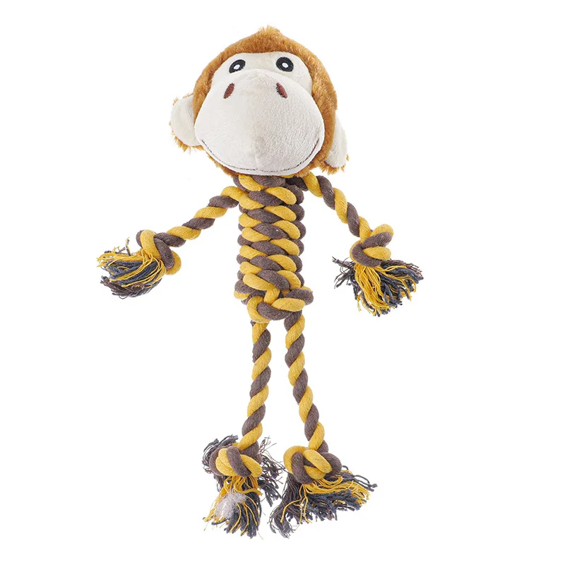 Juguete chirriante para perros pequeños, peluche suave para masticar, forma de Animal, resistente a las mordeduras, cuerda de algodón, suministros para mascotas - imagen 5