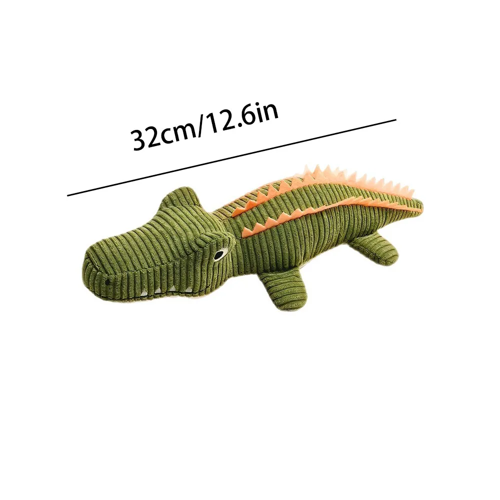 Juguete para masticar para perros, juguete chirriante de felpa de cocodrilo de dibujos animados, juguete duradero para limpiar los dientes para cachorros y perros adultos, - imagen 5