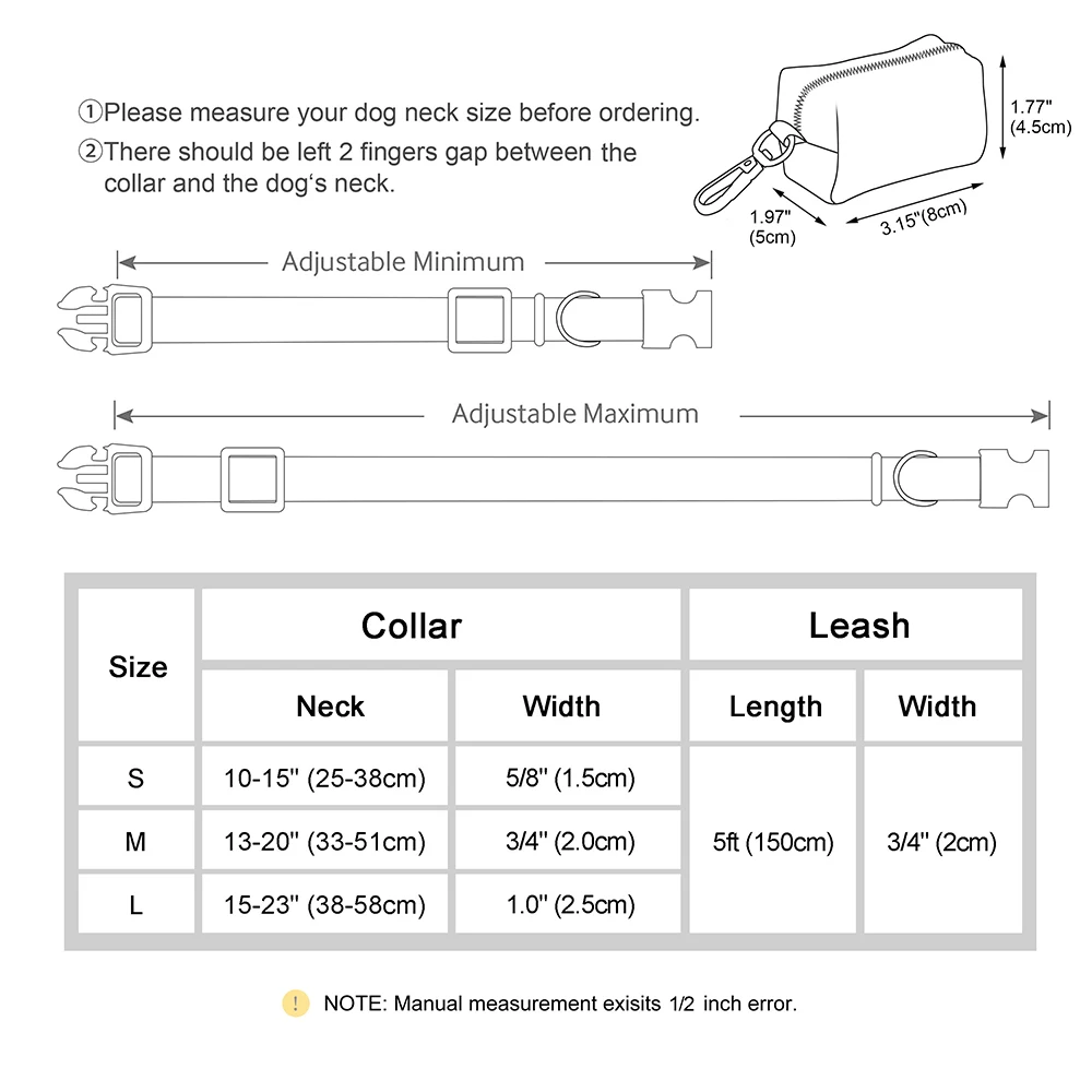 Collar de perro personalizado, conjunto de bolsa con correa, collares con etiqueta de identificación para mascotas, bolsa de golosinas para mascotas, bolsas de aperitivos para perros pequeños, medianos y grandes, 3 unids/set - imagen 5