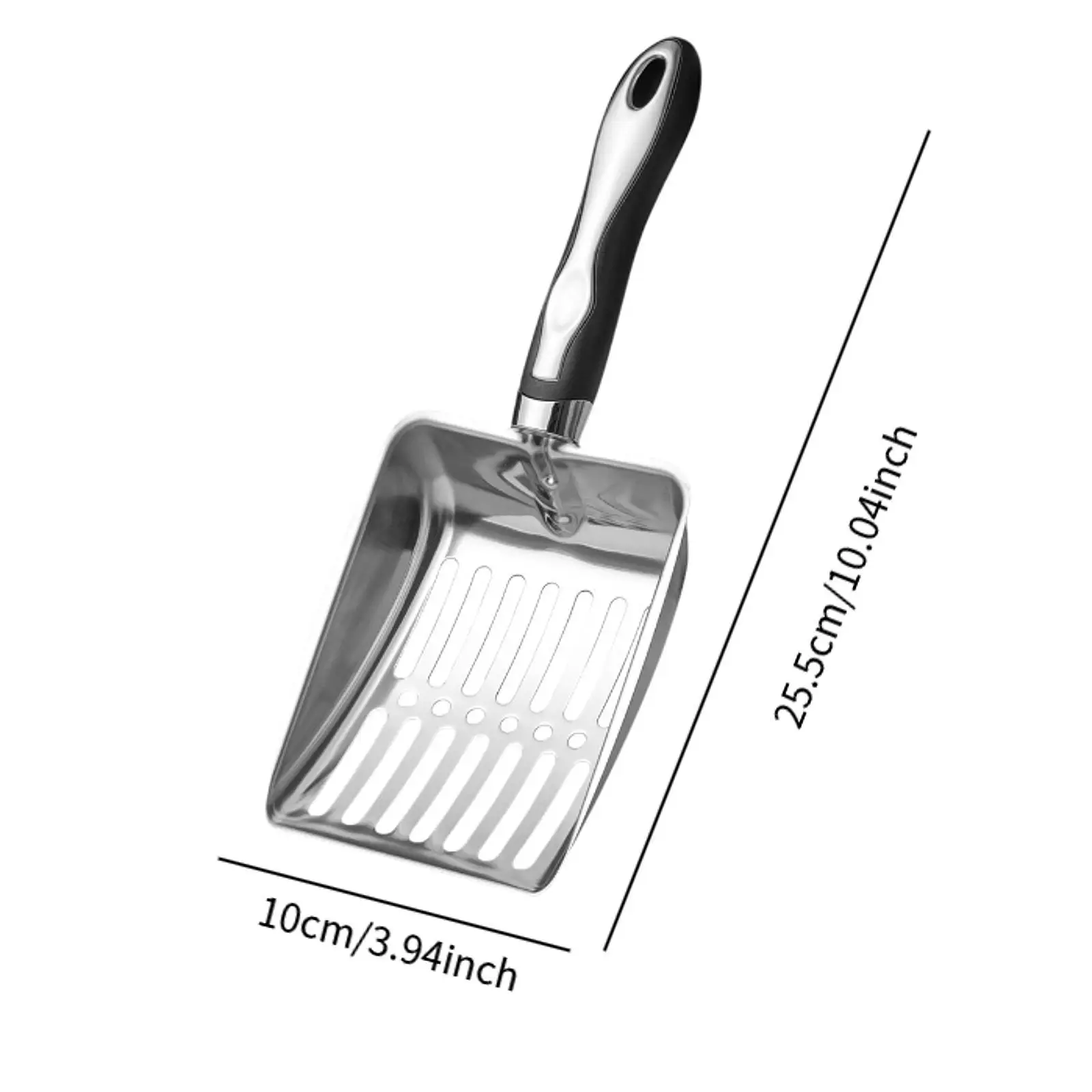 Stainless Steel Litter Scoop Deep Spade Sifter Long Handle Pet Cleaning Tools, Cat Sand Spade Kitty Scooper for Kittens