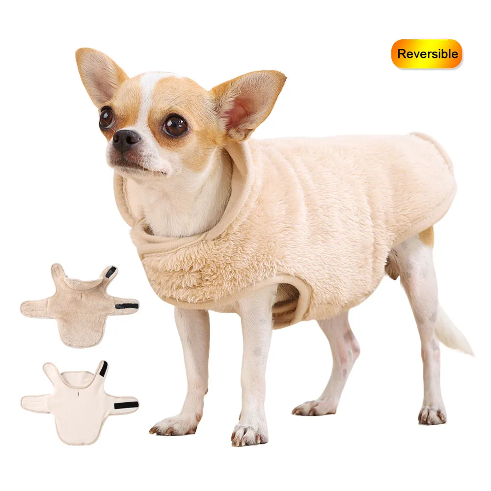 Chaqueta cálida de invierno para perros, suéter para perros pequeños y medianos, ropa empotrada de lana Reversible para cachorros, abrigo, disfraz de Chihuahua Yorkie