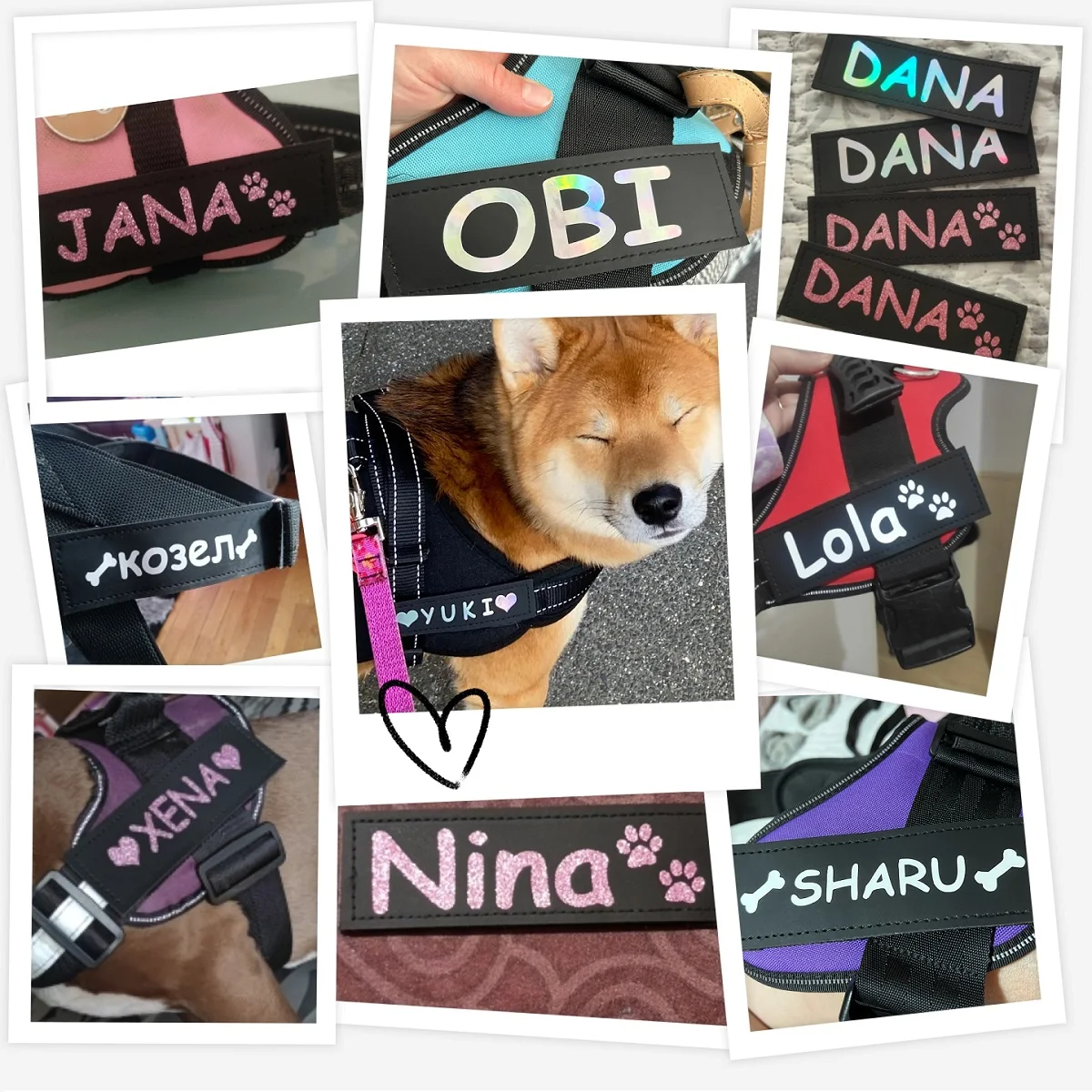 Etiqueta de nombre de perro personalizada, etiqueta de identificación de arnés para mascotas, logotipo de nombre DIY colorido reflectante, correa de pecho para perro personalizada, etiqueta de Collar, 2 uds. - imagen 4