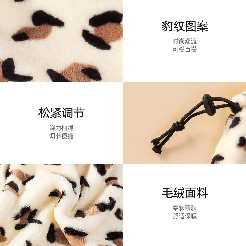 Gorros para mascotas de otoño e invierno, gorro divertido con estampado de leopardo, gorros calmantes de Color sólido para cachorros, sombrero de transformación para perros pequeños - imagen 3