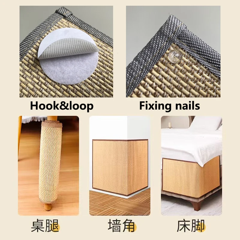 Rascador de bambú para gatos, alfombrilla de entrenamiento para rascar patas de mesa, protección de muebles, Protector de sofá - imagen 2