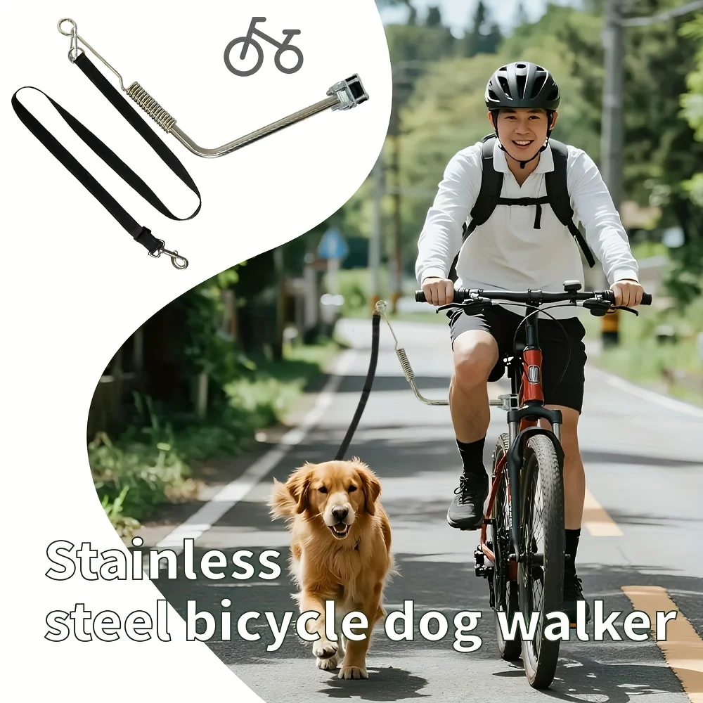 Correa de bicicleta para perros gratis, accesorio de bicicleta resistente con conexión rápida y correa de ajuste de cuerda amortiguadora para perros medianos y grandes, ciclismo