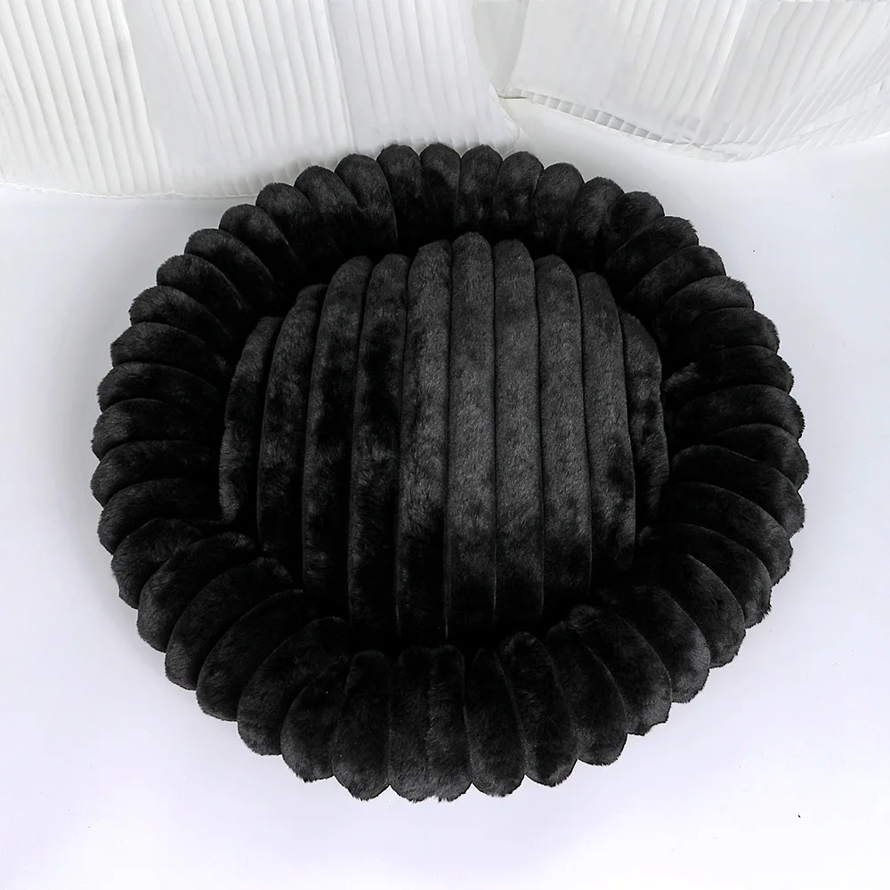 Nido para mascotas, almohadilla recta de felpa para conejos, pelo largo, nido redondo para gatos, cama cálida para perros, perrera, suministros para gatos y perros - imagen 5