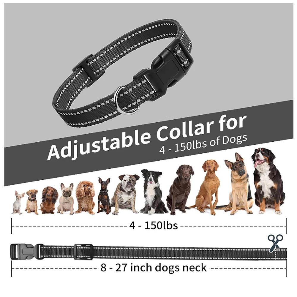 Correa reflectante para Collar de perro con seguridad ajustable, Collar de nailon para mascotas, cuerda de tracción para mascotas adecuada para mascotas de tamaño pequeño y mediano - imagen 2