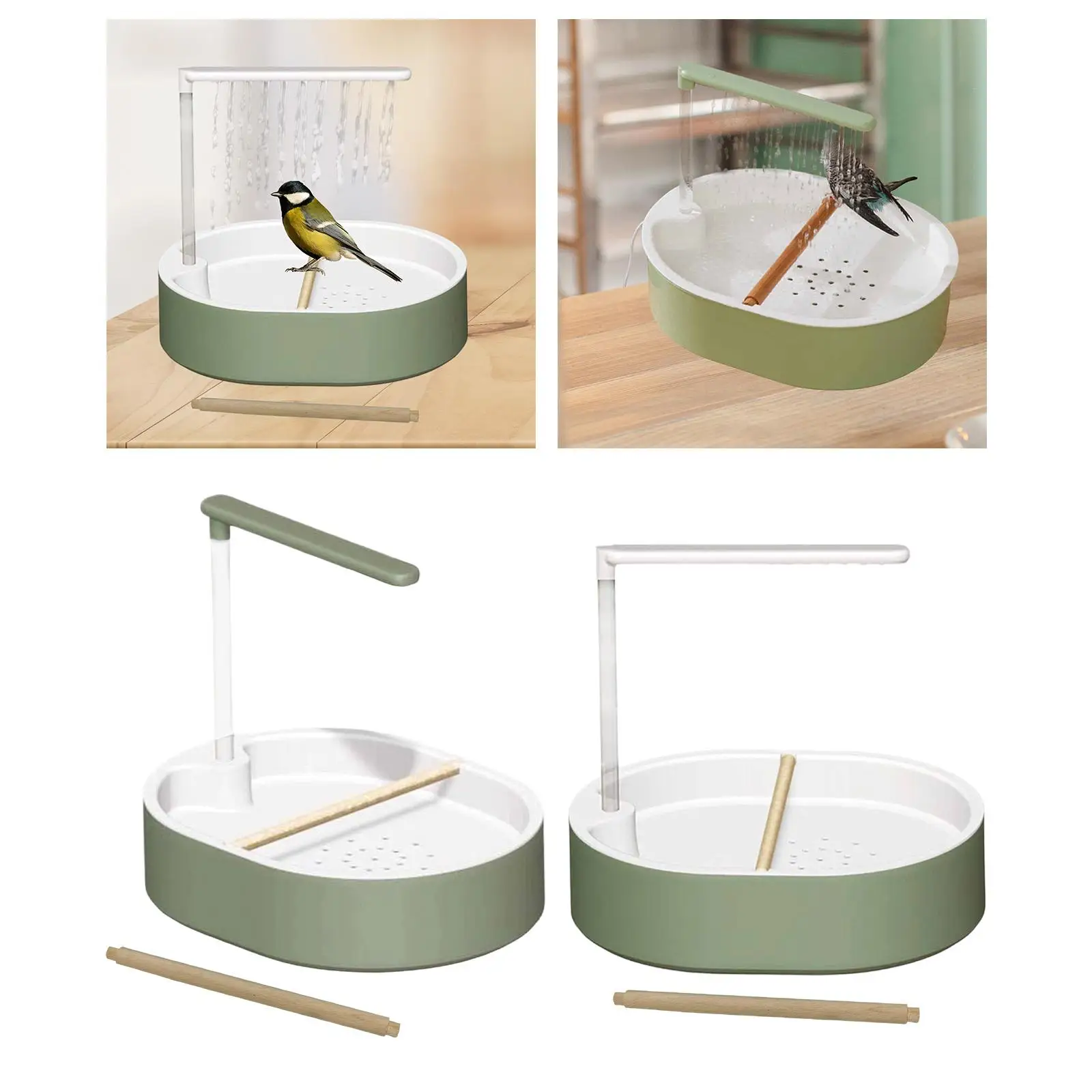 Bañera para loros con bomba, jaula de regalo de fácil instalación, accesorio de juguete con perchas de madera para cacatúa, periquito gris africano de interior - imagen 5