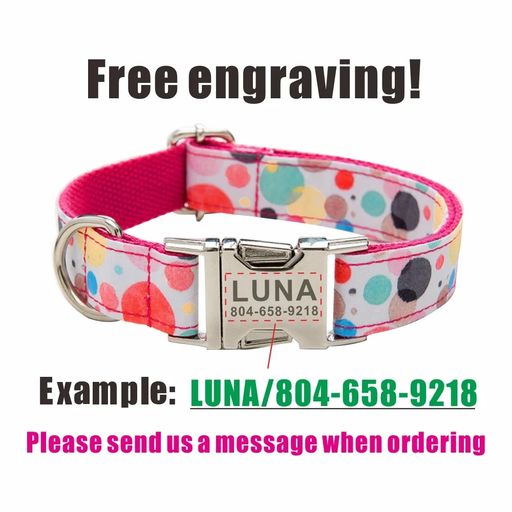 Collar personalizado para mascotas, placa con nombre para cachorro, etiqueta de identificación, hebilla ajustable, collares con grabado sin burbujas de arcoíris fuertes - imagen 4