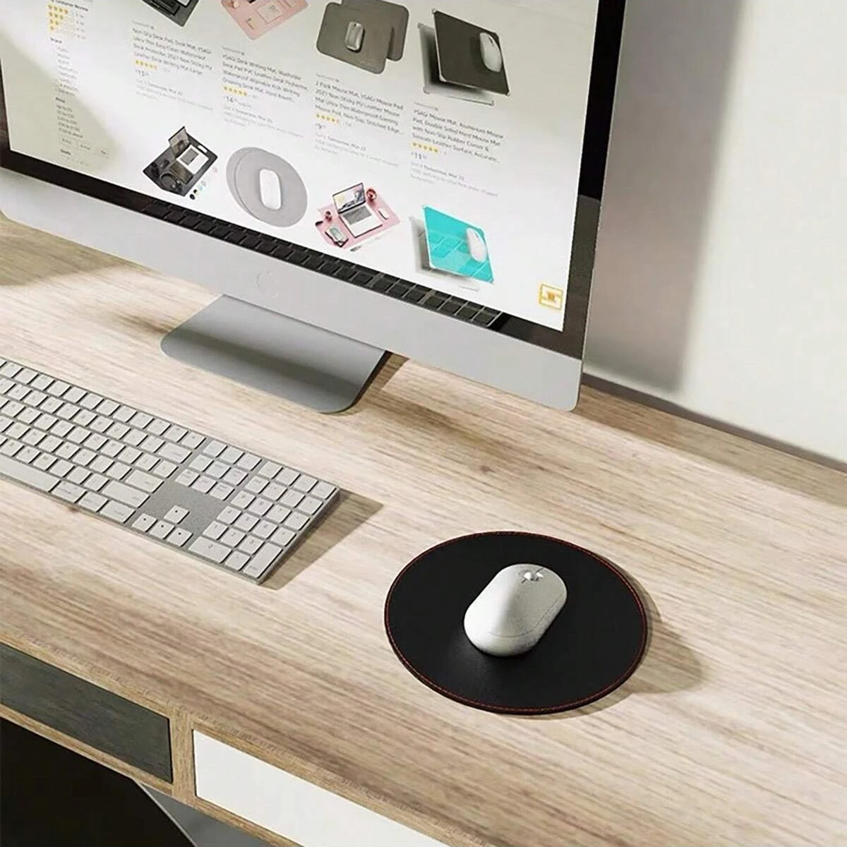 Alfombrilla de ratón de cuero para escritorio de oficina, minimalista, impermeable, fácil de limpiar, antideslizante, pequeña, de estilo fresco, para ordenador y portátil - imagen 3