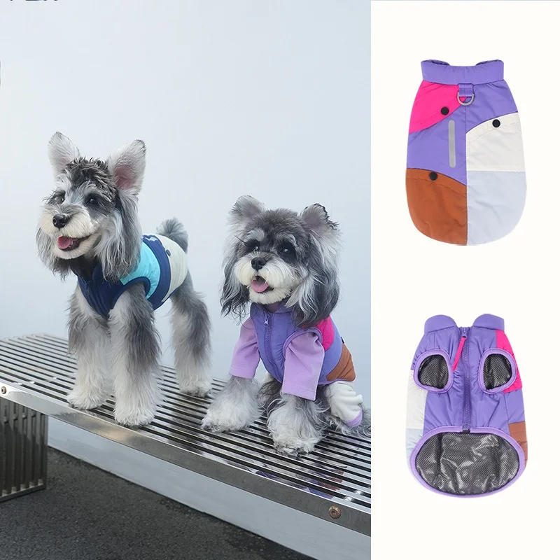 Chaqueta cálida para perros pequeños, ropa de abrigo para otoño e invierno, chaleco grueso a prueba de viento con orificio para correa, abrigo suave para perros para clima frío
