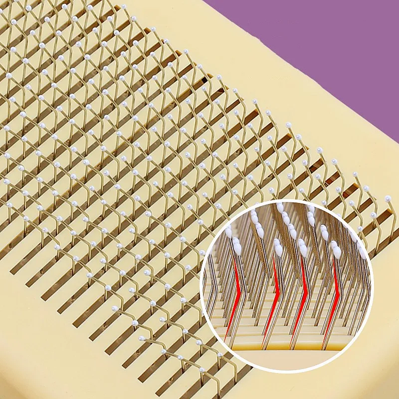 Cepillo para perros, peine autolimpiante para perros, removedor de pelo para mascotas, cepillo para el cuidado de perros, mango cómodo, peines grandes para perros, peine para Limpieza del cabello - imagen 4