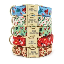 Juego collar y correa personalizados para perro con grabado