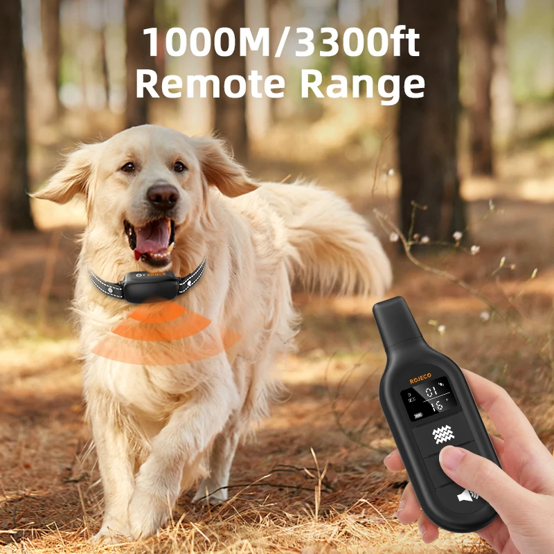 Robeco-Collar eléctrico de entrenamiento para perros, vibrador Digital recargable con Control remoto, resistente al agua IPX7, para mascotas, con descarga y parada de ladridos - imagen 4