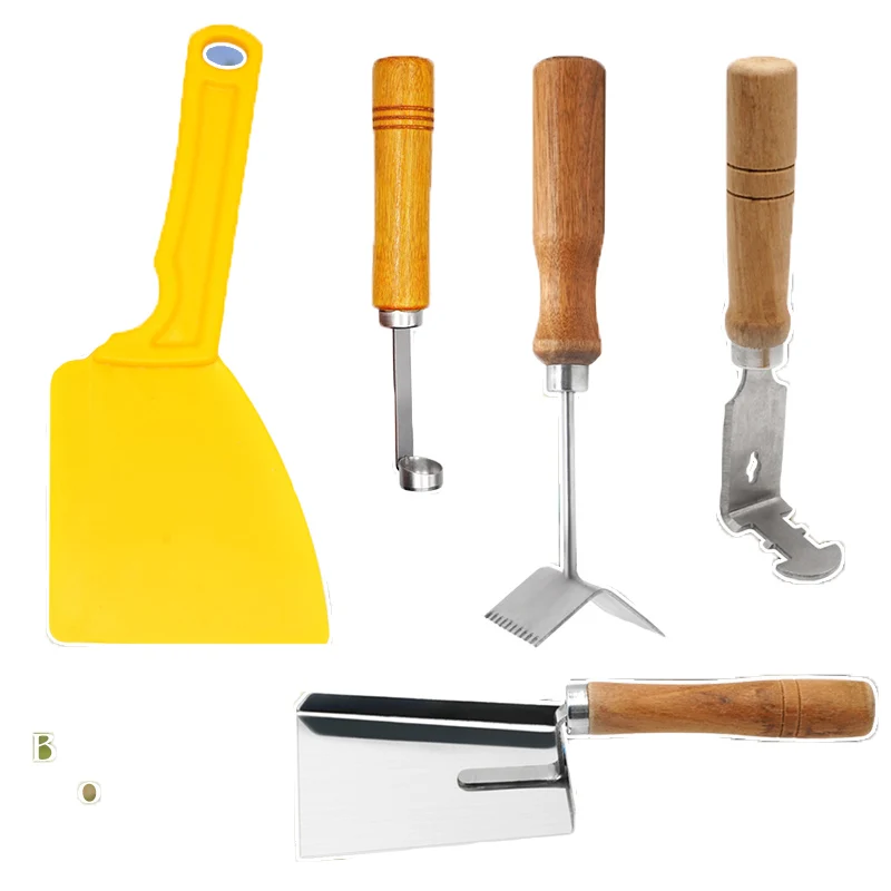 Limpiador de colmena de abejas, pala de miel, raspador para desmontar, marco de limpieza, cortador de panal, mango de madera, suministros de apicultura, herramientas de apicultor