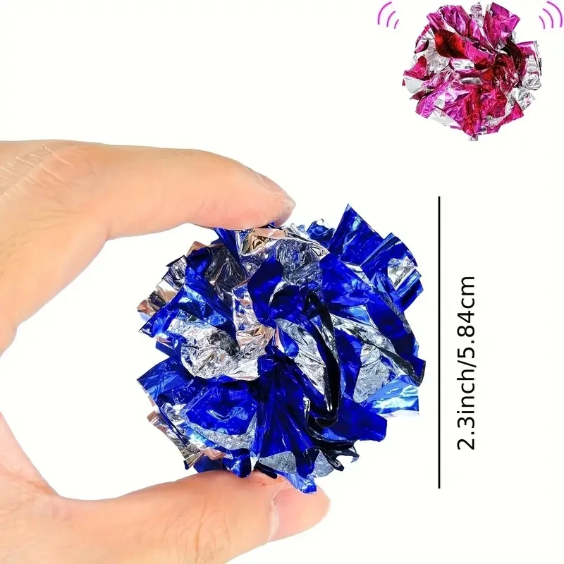 10 Uds. De bolas arrugadas coloridas, juguete de papel de estaño con sonido para gatos, muñecas de vocalización duraderas, juguetes interactivos para morder y chirrido - imagen 2