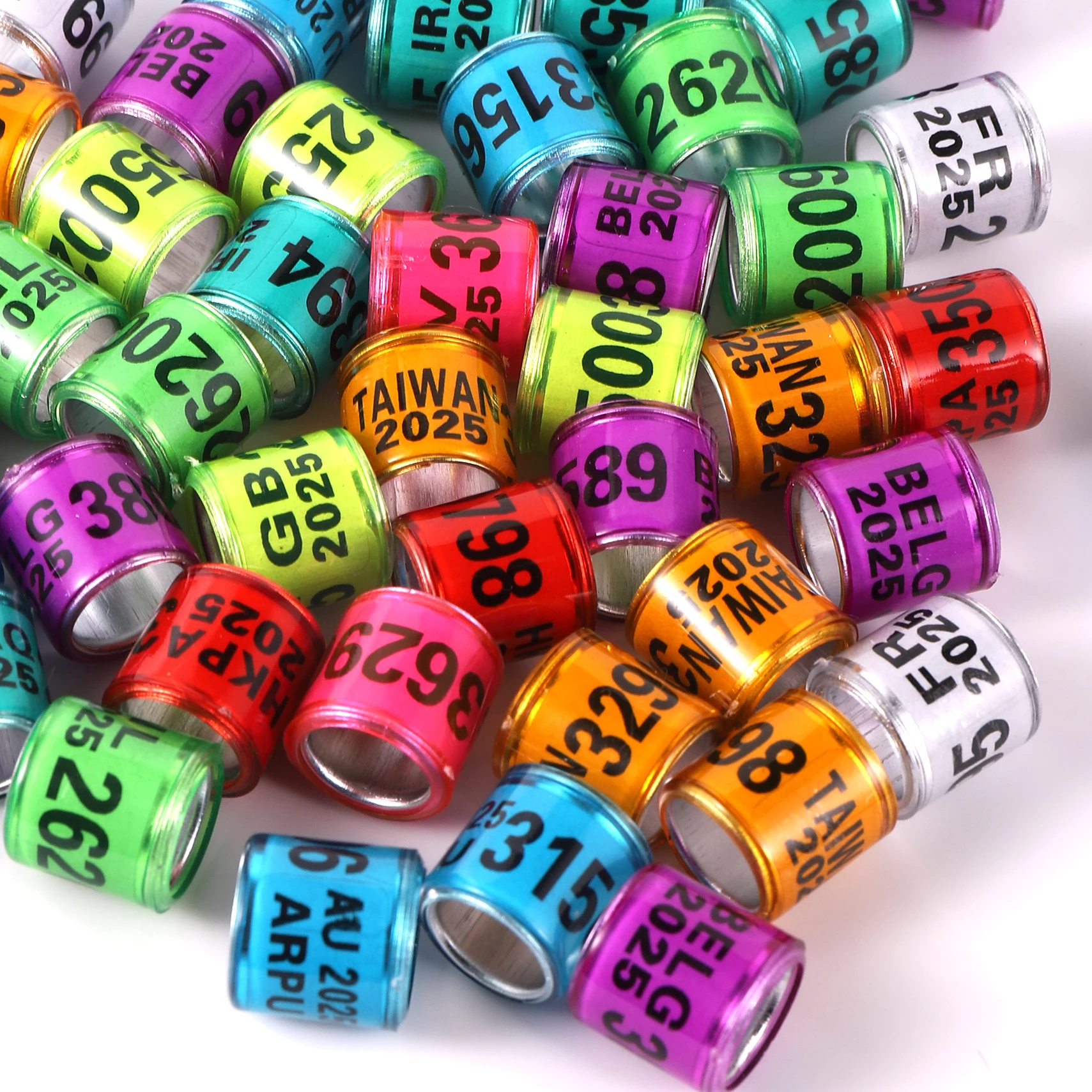 2026/2027 Anillo de pie de Paloma Multicolor con pendientes de palabras Anillo de pájaro duradero de calidad Anillo de carreras de Palomas Herramienta de entrenamiento de aves 100 Uds - imagen 5