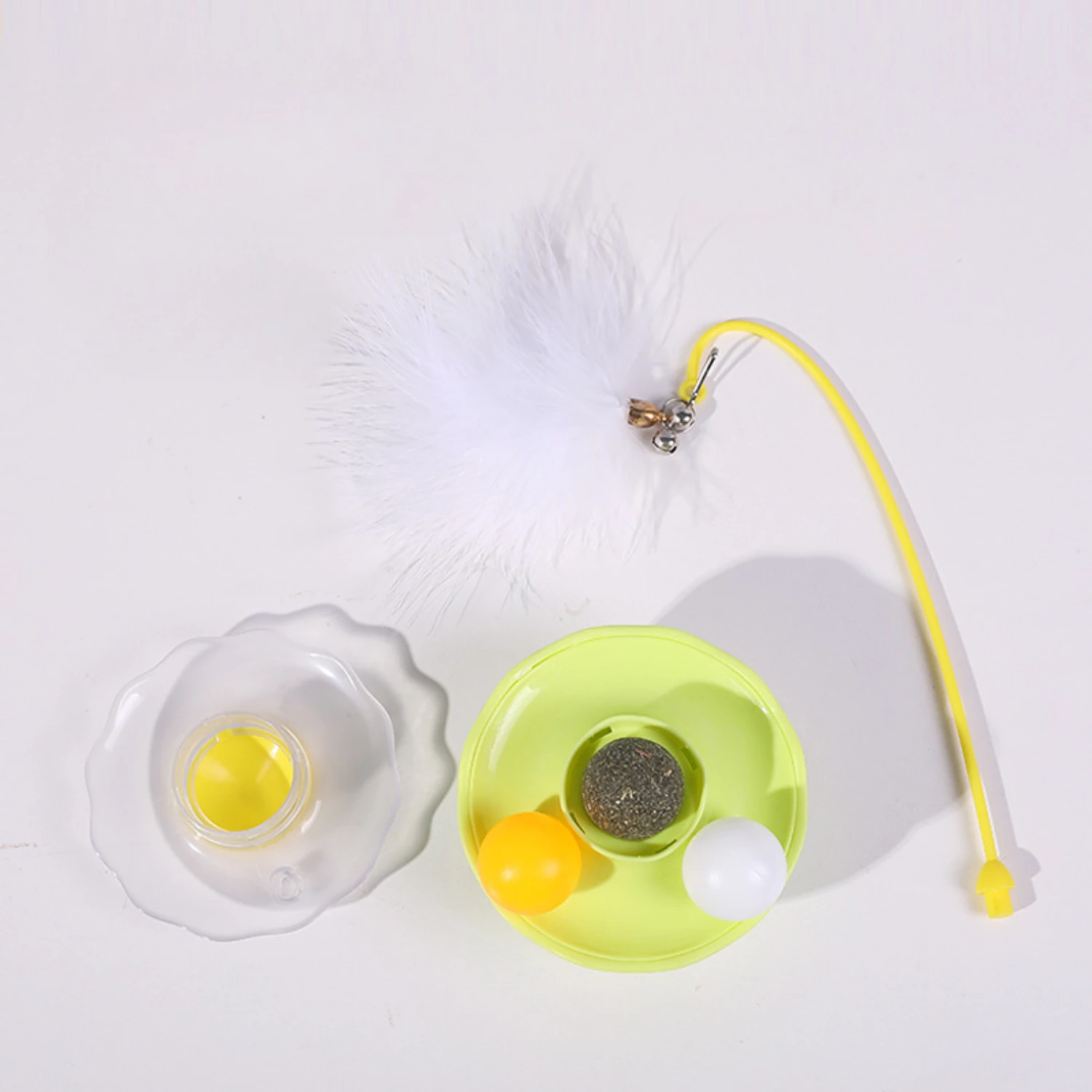 Juguetes de vaso divertidos para gatos, tocadiscos interactivo resistente a las mordeduras, plumas de felpa, suministros para mascotas - imagen 3