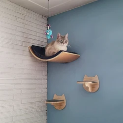 Estantes de pared para gatos: cama curva, hamaca y rascador seguro