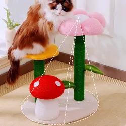 Rascador torre para gatos con plataforma y estantes de sisal