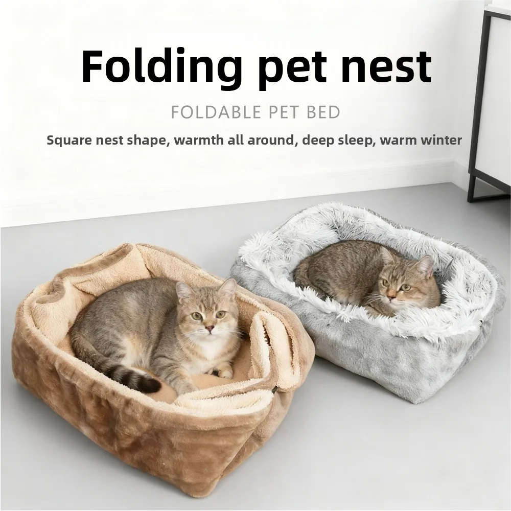 Nido plegable para gatos cálido y cómodo en coche