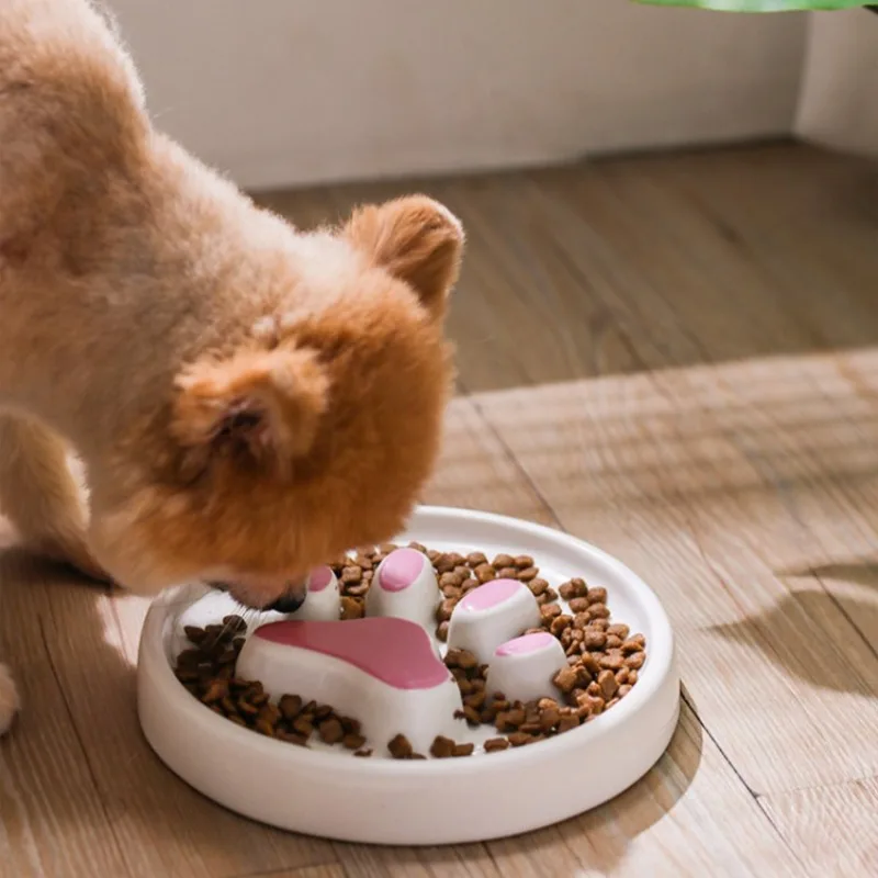 Alimentador lento para mascotas, cuencos de cerámica para beber, comederos para gatos, contenedor de comida para gatitos y cachorros, fácil de limpiar, suministros para perros y gatos - imagen 2