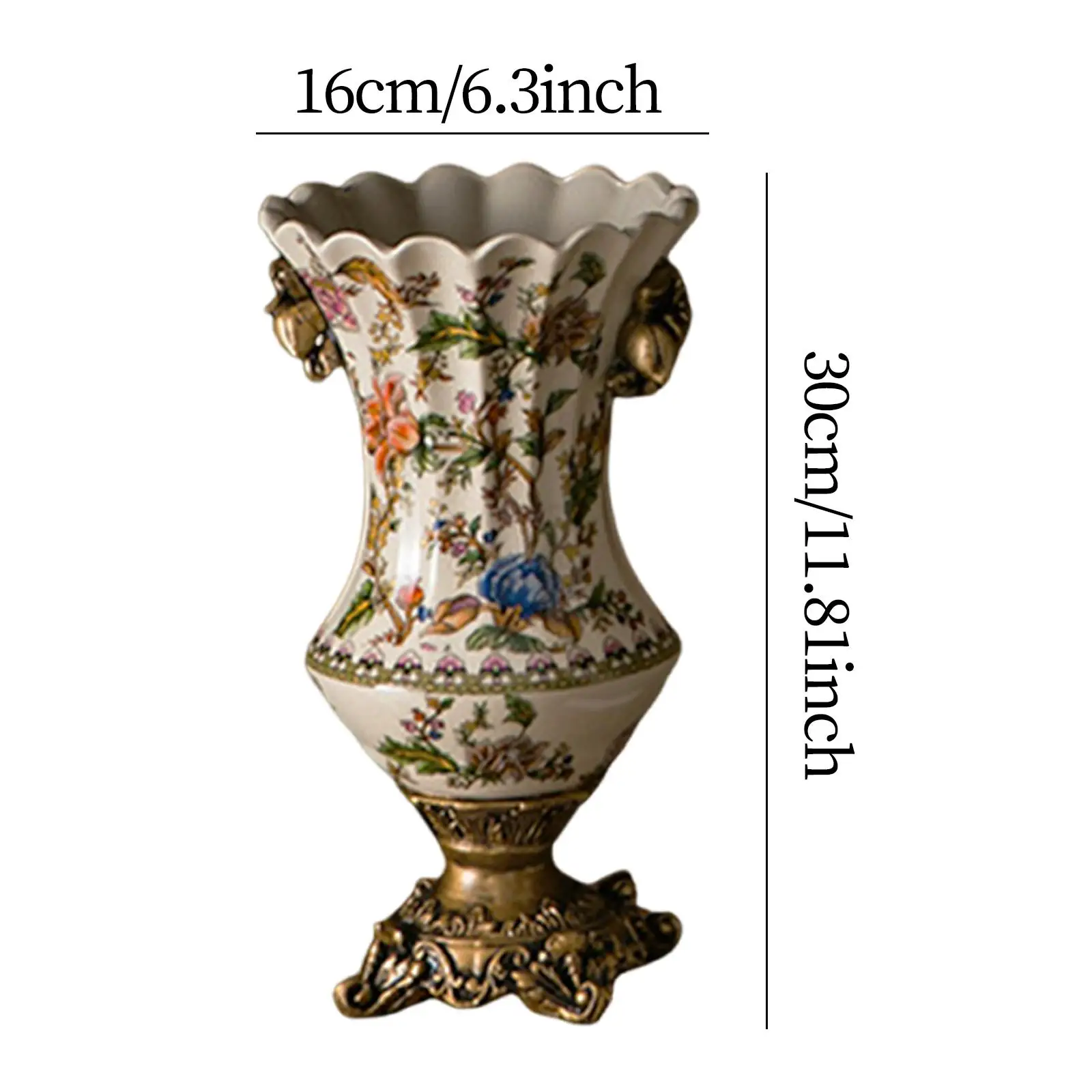 Ceramic Flower Vase American Retro Flower Painting Ice Cracked Tabletop Ornament for Coffee Table Office Party Desk TV Cabinet