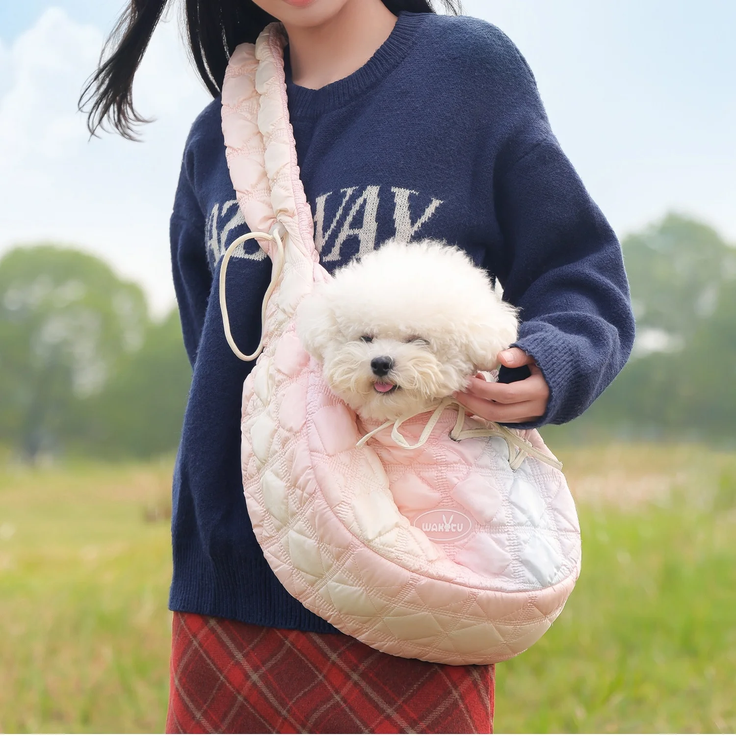 Portabebés de lujo para perros pequeños, bolsas cruzadas para gatos de invierno, bolsa transportadora para mascotas para gatos, perros, correa ajustable, bolsas transportadoras para mascotas, color rosa - imagen 2