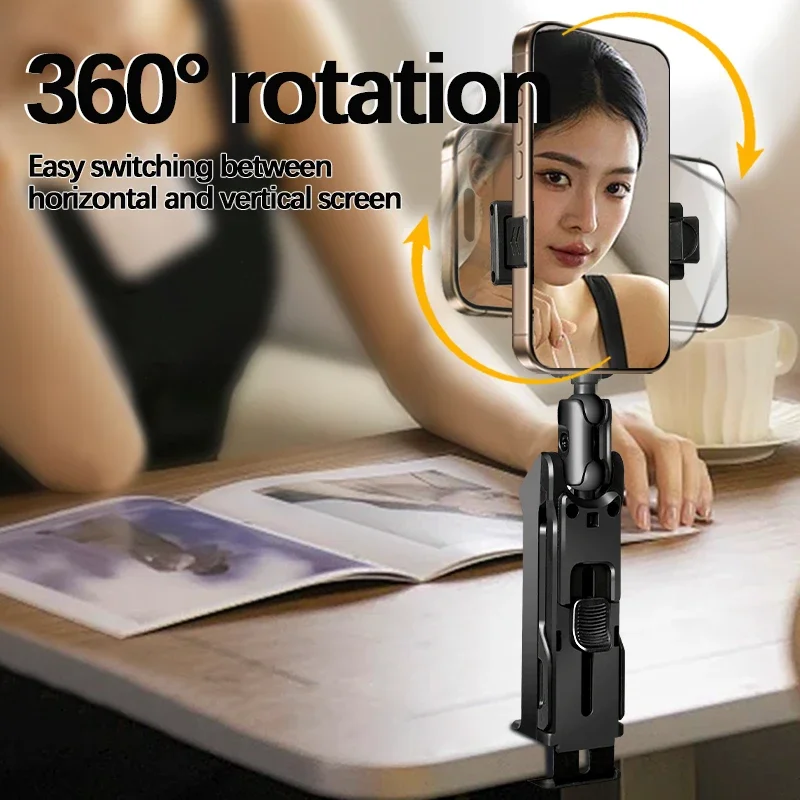 Soporte de viaje portátil para teléfonos móviles, soporte multifuncional para personas perezosas, soporte plegable con Clip de escritorio giratorio de 360 grados - imagen 5