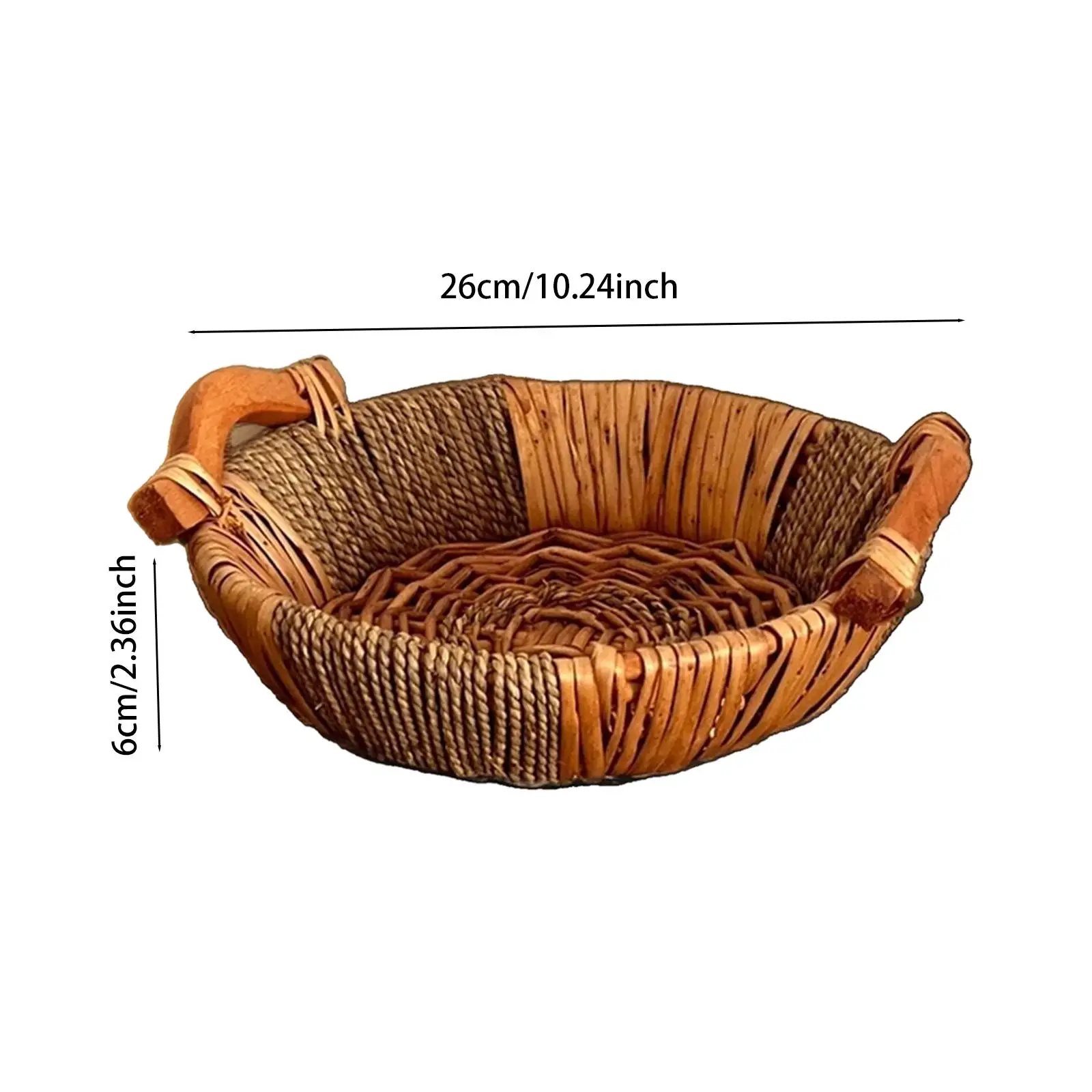 Wicker Woven Serving Tray Bread Basket Serving Basket Biscuit Cookies Pastry Display Basket for Picnic Restaurant Home Decor