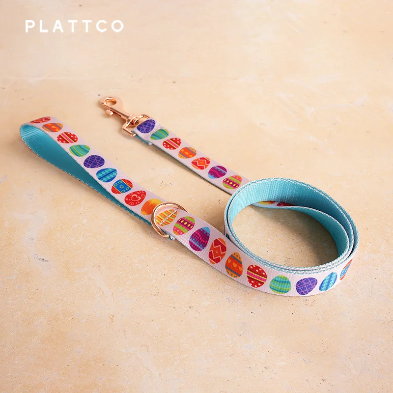 PLATTCO-Juego de diseño único con estampado de perro, patrón de huevos de Pascua felices, hebilla de oro rosa de alta calidad, 5 tamaños, PDC341RG y PDL341RG - imagen 3