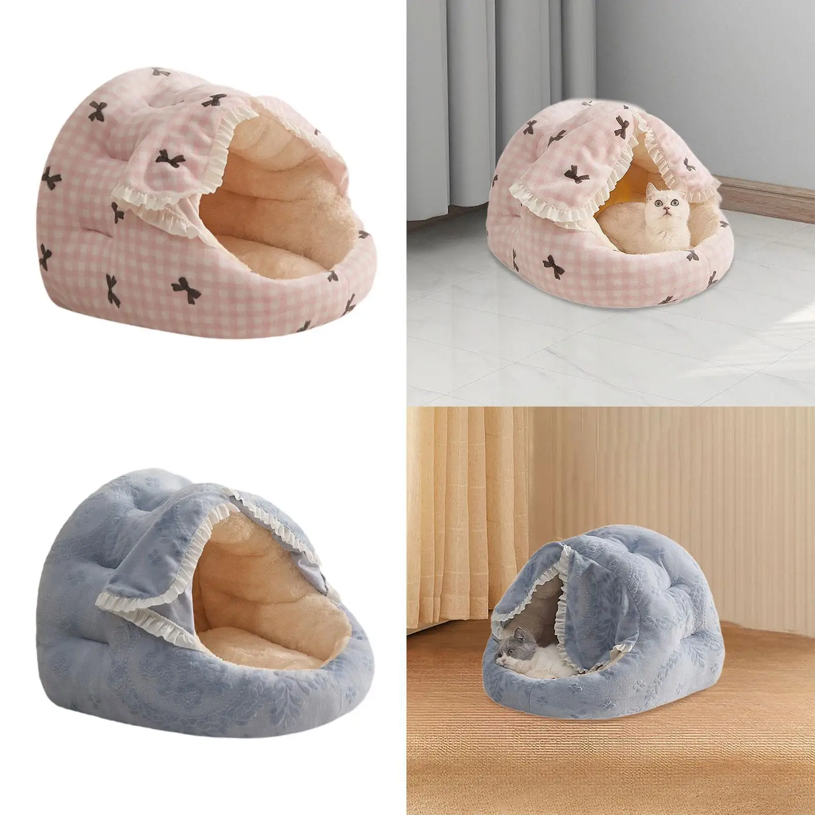 Cat Bed Cave Warm Comfortable Round Pet Bed for Bunny Rabbit Pet Supplies