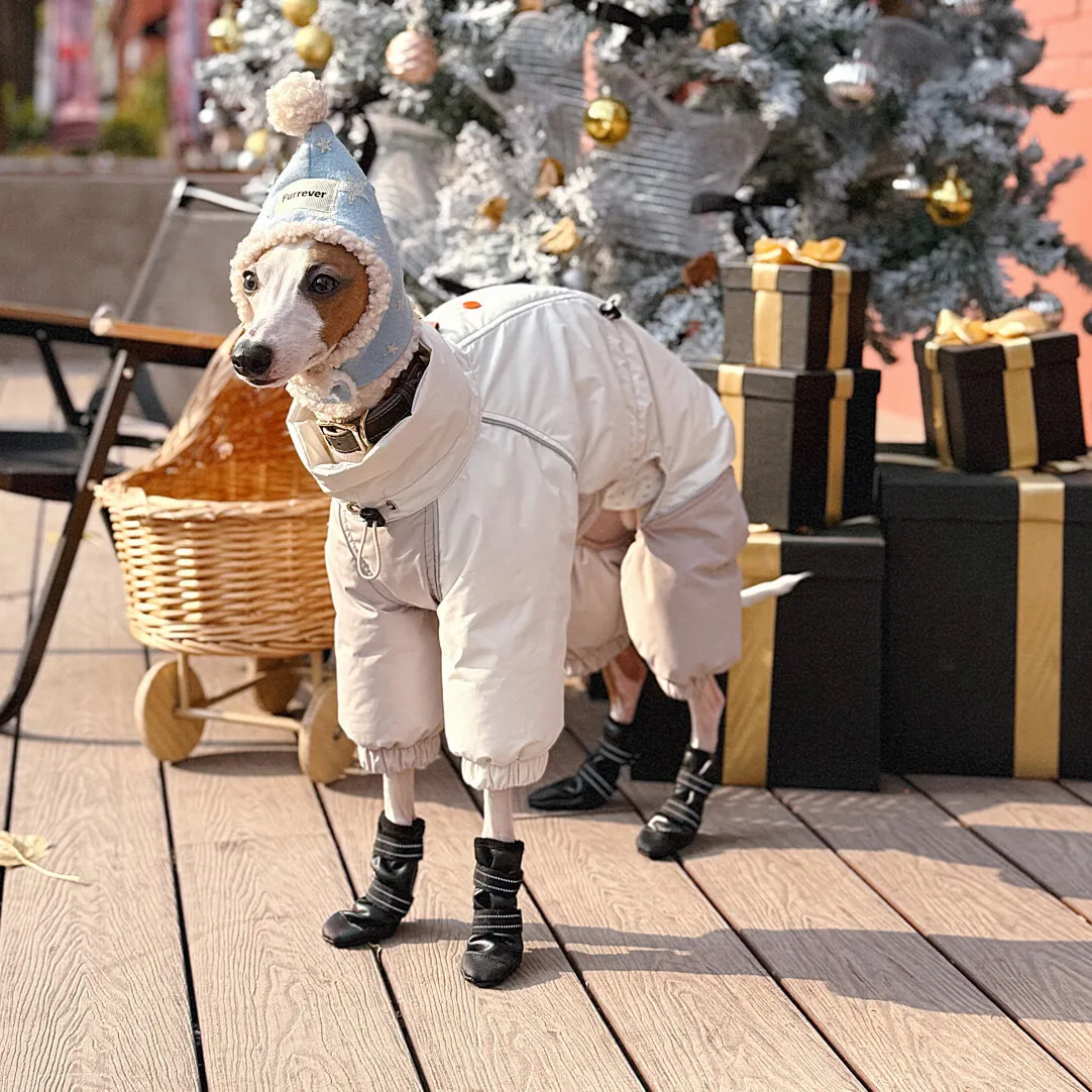 Zapatos elegantes y cálidos de lana negra para galgo italiano, botas de cuero PU con protección suave para los pies para invierno, suministros de moda Whippet - imagen 3