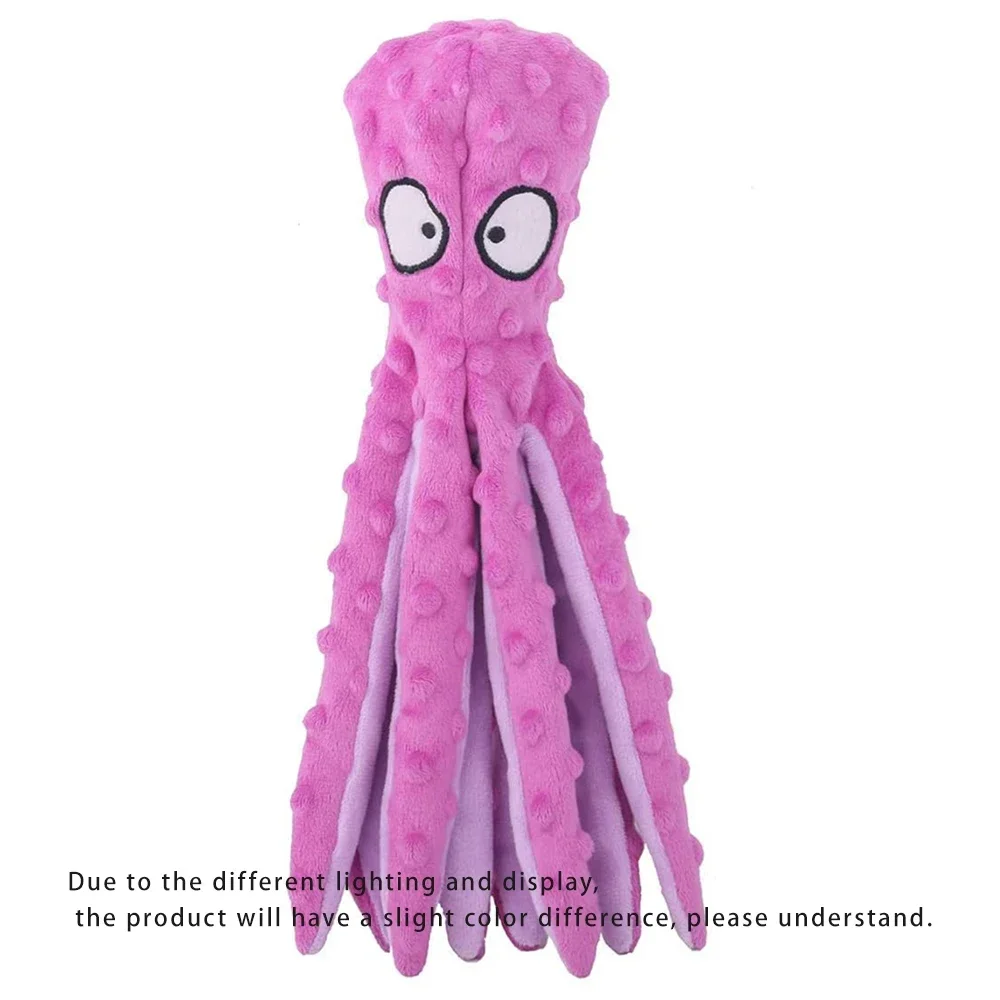 Pulpo chirriante para cachorros – Peluche arrugado para dentición, resistente - imagen 5