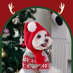 Lindo suéter de punto cálido para perros, ropa navideña para mascotas de otoño e invierno, suéter festivo de punto suave para cachorros pequeños y medianos