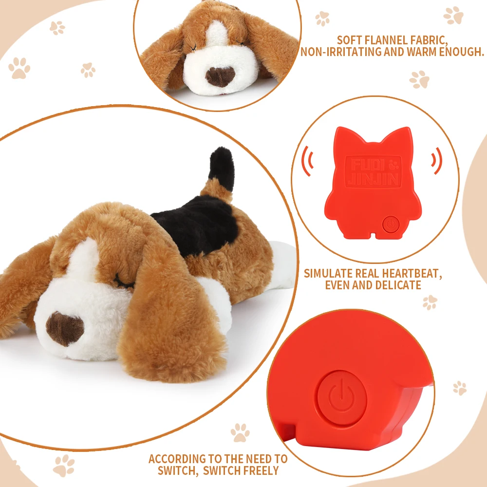 Juguete de latido del corazón del perro del cachorro, juguete interactivo del cachorro del entrenamiento del perrera de la caja de ayuda para el sueño, juguete del perro masticable chirriante para mascotas - imagen 5