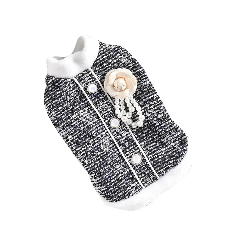 Abrigo de lana con cuello de felpa para mascotas, Parkas cálidas para perros, abrigo de otoño e invierno, ropa para perros pequeños y medianos y gatos, otoño e invierno - imagen 5