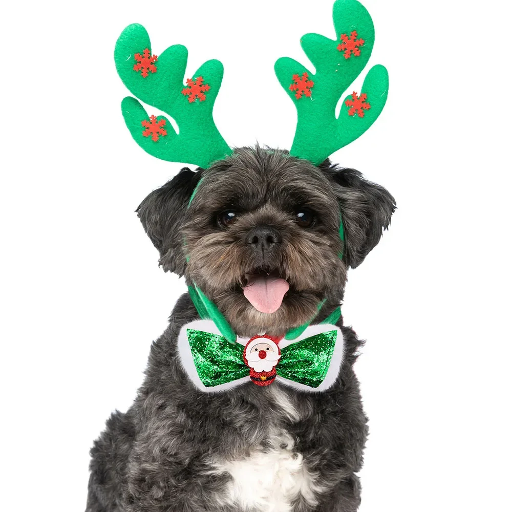 Pajaritas de Navidad para perros, banda elástica de lentejuelas, Collar de pajarita para mascotas pequeñas y medianas, accesorios para mascotas, 30 piezas - imagen 2