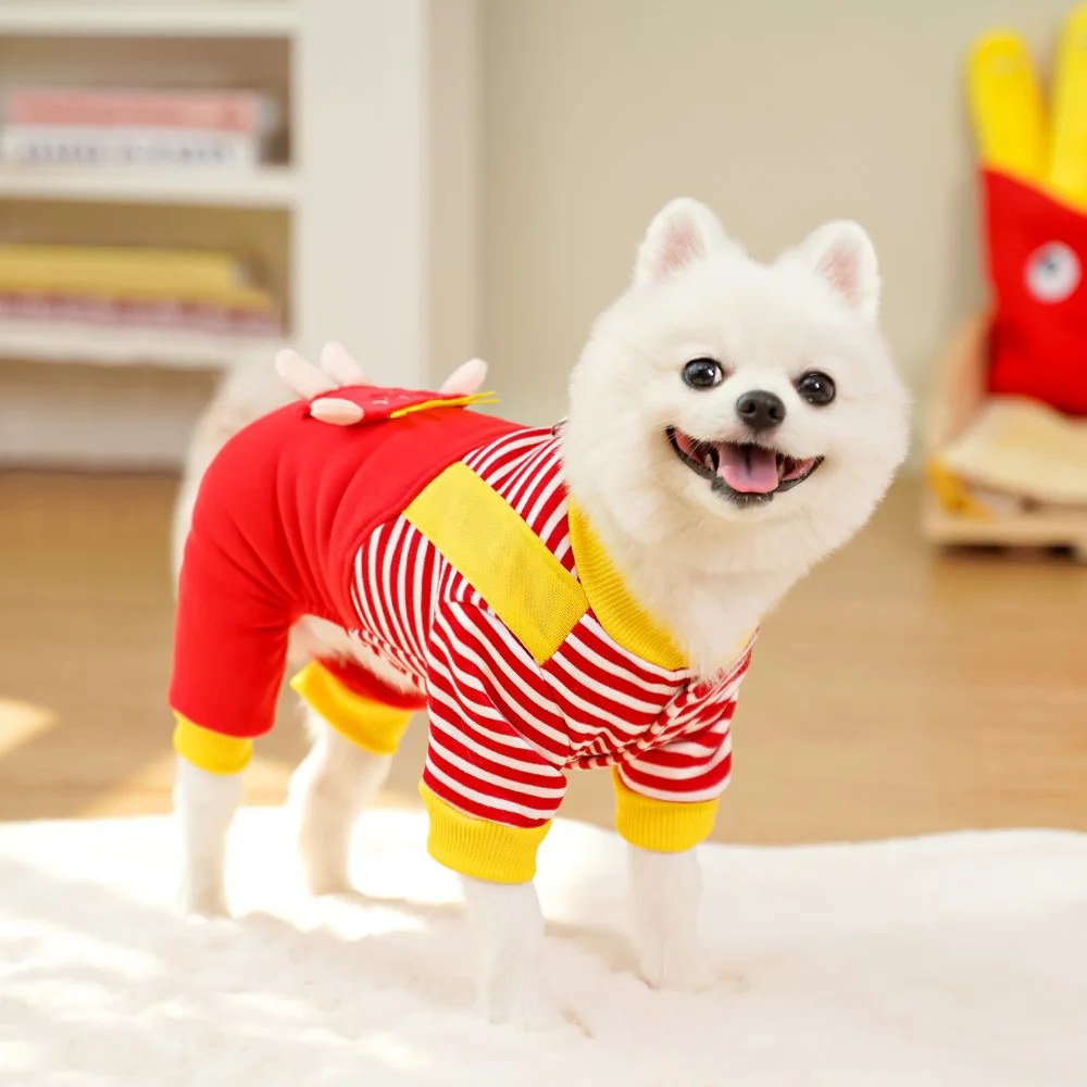 Overol para perros y gatos de rayas con forro polar invierno comodo - imagen 4