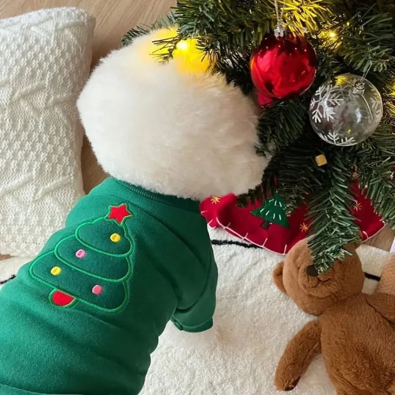 Lindo invierno mascota perro ropa de Navidad edición felpa con capucha para mascotas oso de peluche perro gato ropa para perros pequeños Sudadera con capucha para perros pequeños abrigo - imagen 3