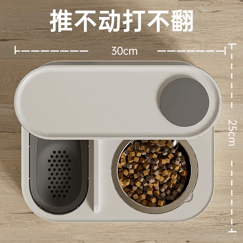 Cuenco para gatos, cuenco para perros, lavabo de comida para gatos, alimentador automático de agua potable, cuencos dobles integrados de acero inoxidable, productos para mascotas - imagen 4