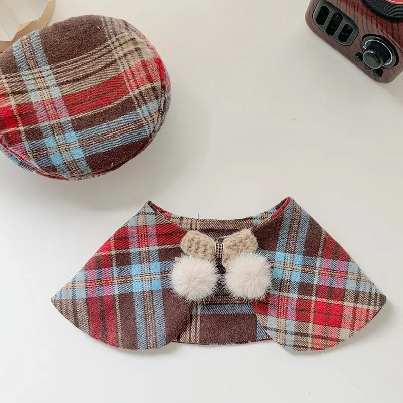 Babero de baba para gato, bufanda hecha a mano, Collar, sombrero para mascota, babero, corbata, nuevo conjunto a cuadros, pajarita para perro, accesorios para gatos, accesorios para cachorros - imagen 3