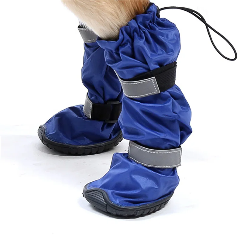 Botas impermeables cálidas para perro mediano ajustables reflectantes