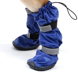 Botas impermeables cálidas para perro mediano ajustables reflectantes