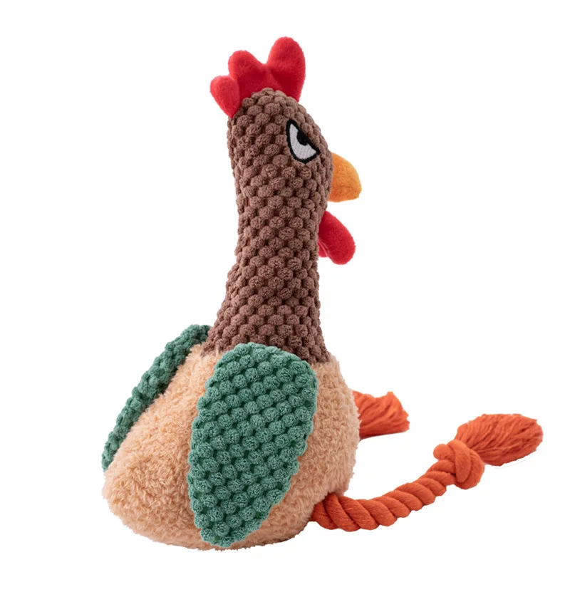 Juguete pequeño para perro y cachorro peluche pollo con cuerda duradero - imagen 3