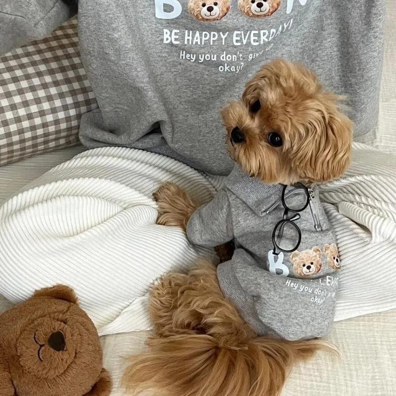 Sudaderas con capucha con letras de oso para cachorros, abrigo de algodón para perros, ropa de invierno para perros, disfraces de Bichon, perro salchicha, Chihuahua, chaqueta cálida para mascotas, sudadera para perros - imagen 4