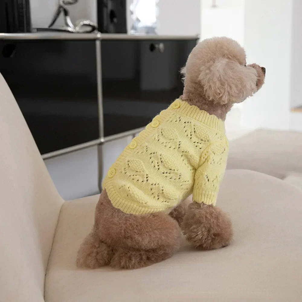 Otoño Invierno cárdigan de punto para mascotas suave lindo suéter de lana ártico cárdigan ropa para mascotas ropa para gatos y perros abrigo de oso de peluche - imagen 4